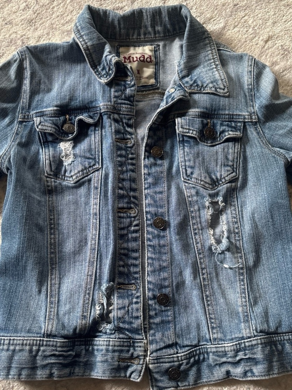 Mudd Light Blue Distressed Denim Jacket - Girls